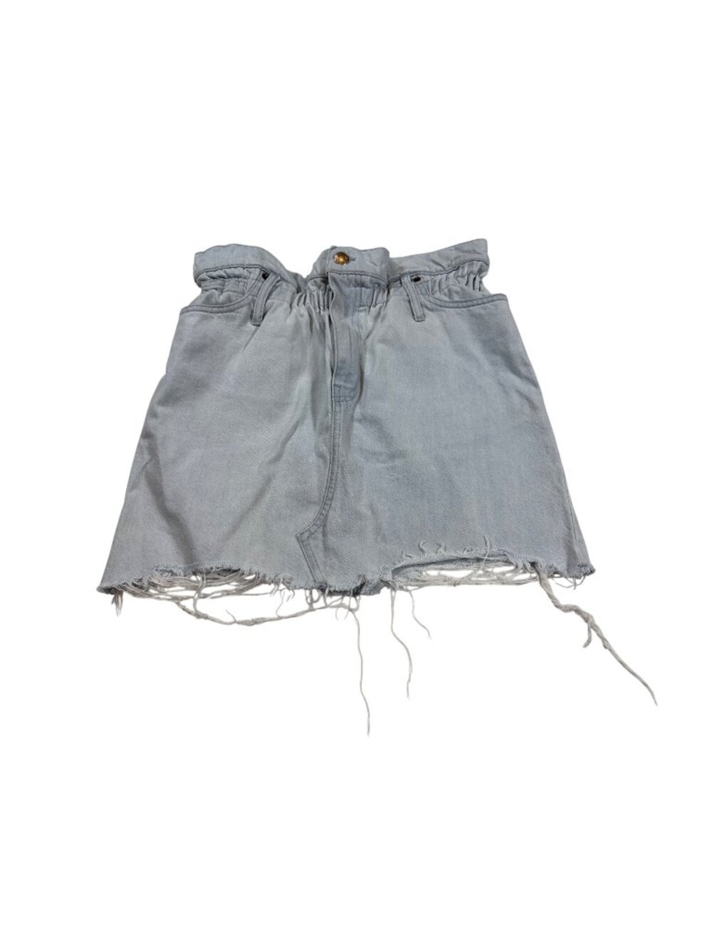 IRO Womens Light Grey Denim Paperbag Waist Frayed Hem Shorts Sz 36 / US 4 (J869)